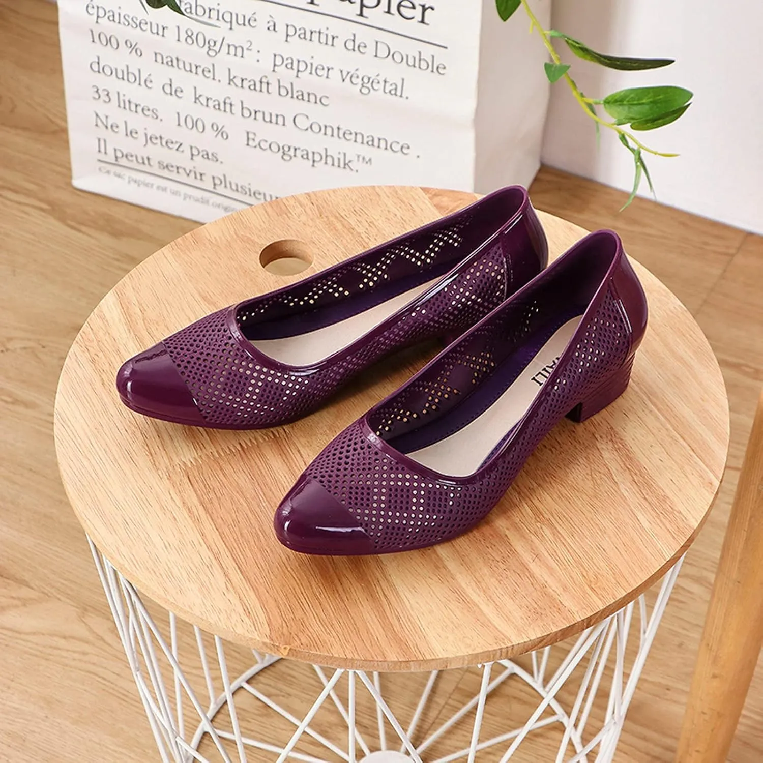 Soft Sole Sandals for Women Casual Summer Pointed Toe Closed Toe Mesh Hollow Breathable Shallow Mouth Slip-on Block Heel Medium Heel Pump Shoes