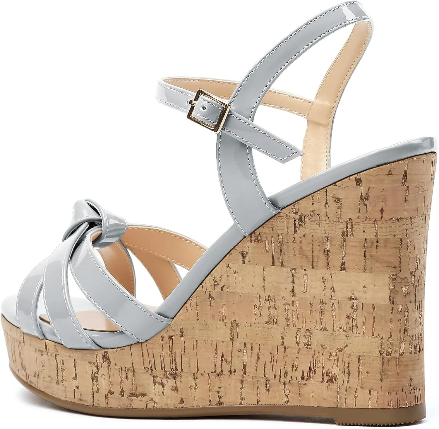 Soireelady Women's Platform Sandals Wooden Wedges Heel 4Inch Open Toe Bow Tie Summer Dress Shoes for Women