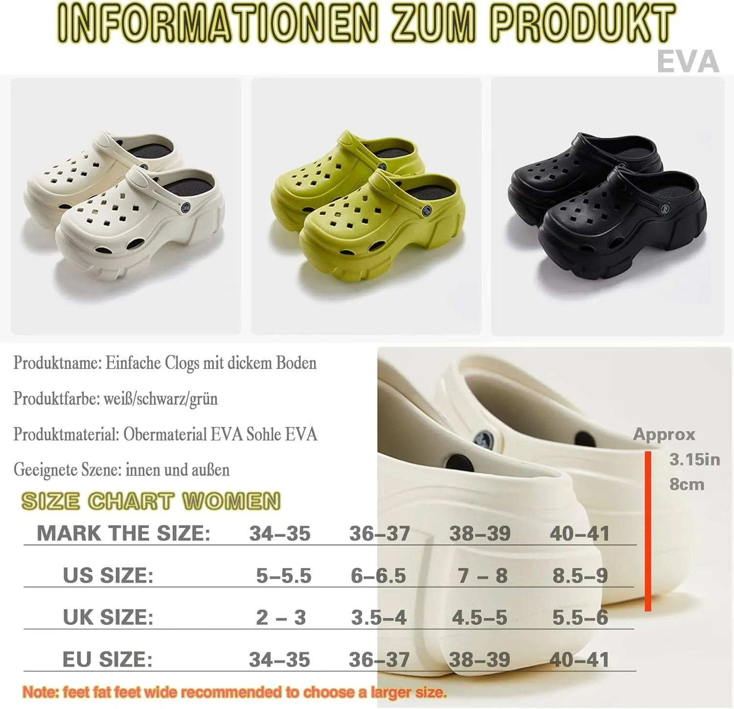 Solaud Platform Clogs for Women High Platform Clog Sandals Classic Comfortable Slip On Slide Wedge Garden