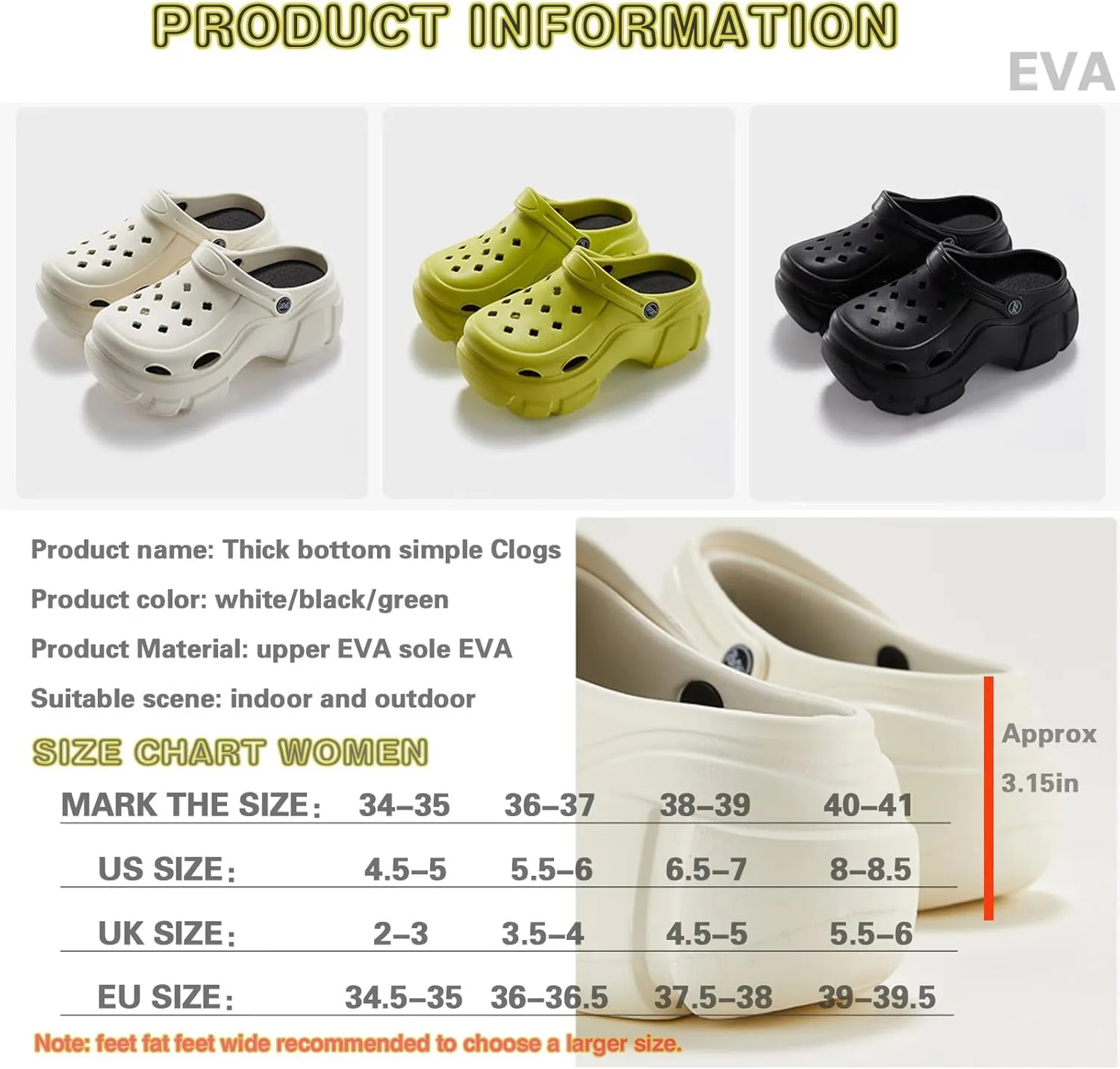Solaud Platform Clogs for Women High Platform Clog Sandals Classic Comfortable Slip On Slide Wedge Garden