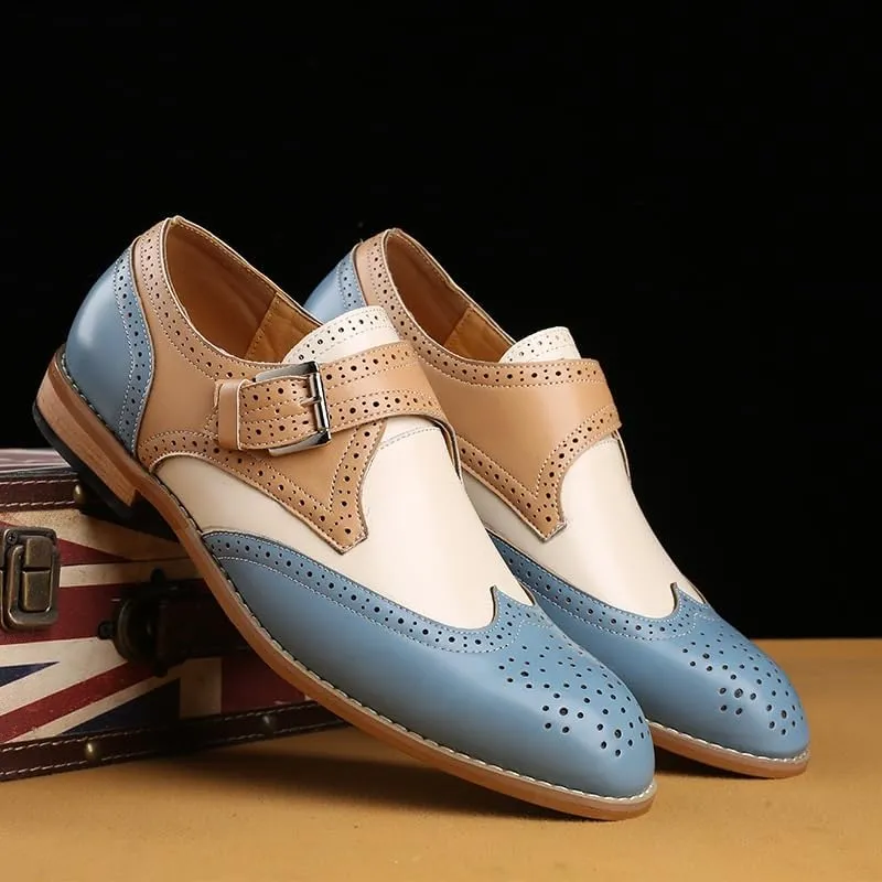 Splicing Mens Dress Shoes Classic Italian Slip On Men's Loafers Breathable Brogue Carved Genuine Leather Shoes Men Office Shoes