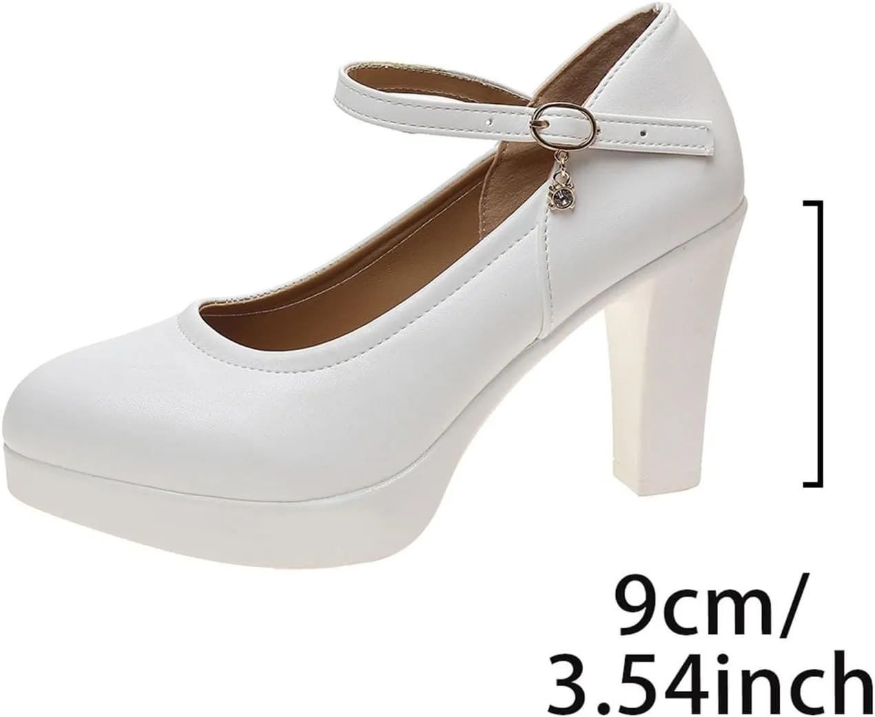 Strappy Block Heeled Sandals for Women 2025 Round Closed Toe Ankle Strap Wedding Business Shoes Adjustable Buckle