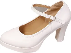 Strappy Block Heeled Sandals for Women 2025 Round Closed Toe Ankle Strap Wedding Business Shoes Adjustable Buckle