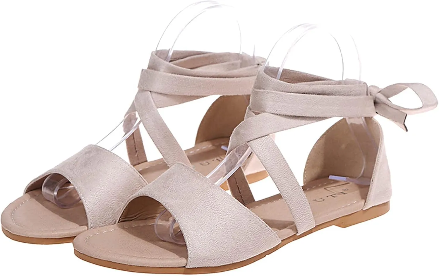 Strappy Sandals for Women Flats,Summer Casual Cross Straps Lace up Fish Mouth Open Toe Roman Sandalias Comfortable Trendy Elegant Ladies Shoes