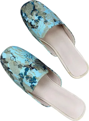Stunner Flat Mules for Women Fashion Square Toe Solid Flat Slippers Comfortable Slip On Closed Toe Slippers