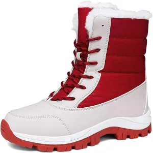 Succttssful Womens Snow Boots Mid-Calf Winter Boots Ladies Waterproof Warm Fur Lined Non-Slip Warm Boots For Work Walking Hiking Outdoor