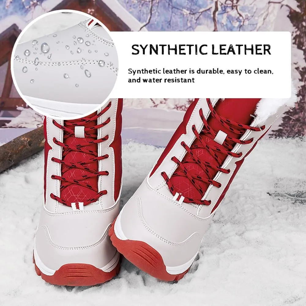 Succttssful Womens Snow Boots Mid-Calf Winter Boots Ladies Waterproof Warm Fur Lined Non-Slip Warm Boots For Work Walking Hiking Outdoor