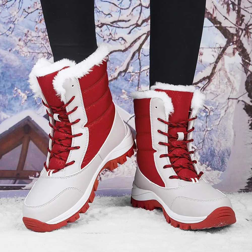 Succttssful Womens Snow Boots Mid-Calf Winter Boots Ladies Waterproof Warm Fur Lined Non-Slip Warm Boots For Work Walking Hiking Outdoor