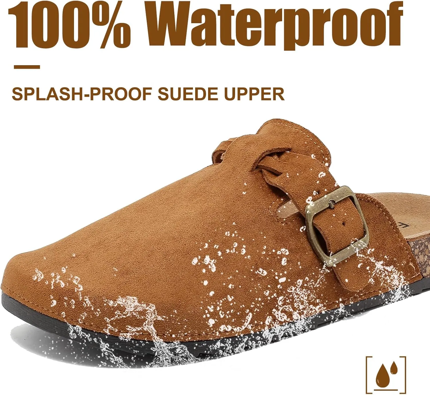 Suede Clogs for Women Men Cork Footbed Sandals Soft Leather Adjustable Buckle Mules Slippers Potato Shoes with Arch Support 2025