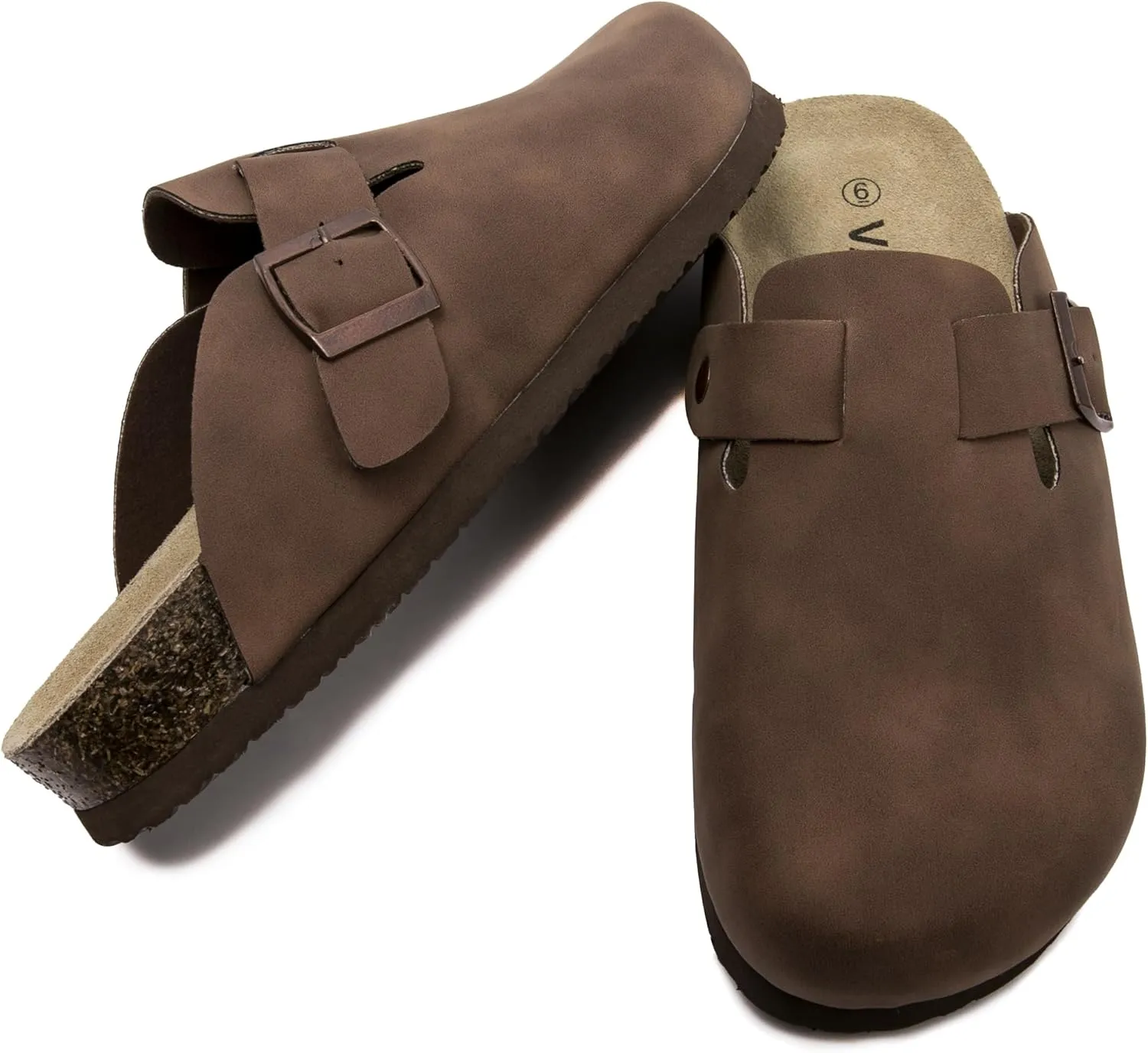 Suede Clogs Potato Shoes Cork Footbed Sandals Comfort Mules with Arch Support Slip On Slippers