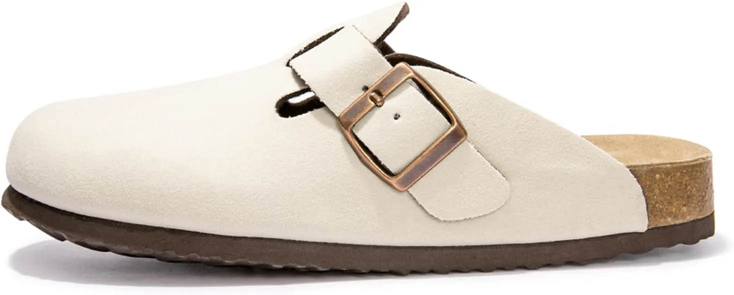 Suede Clogs Potato Shoes Cork Footbed Sandals Comfort Mules with Arch Support Slip On Slippers