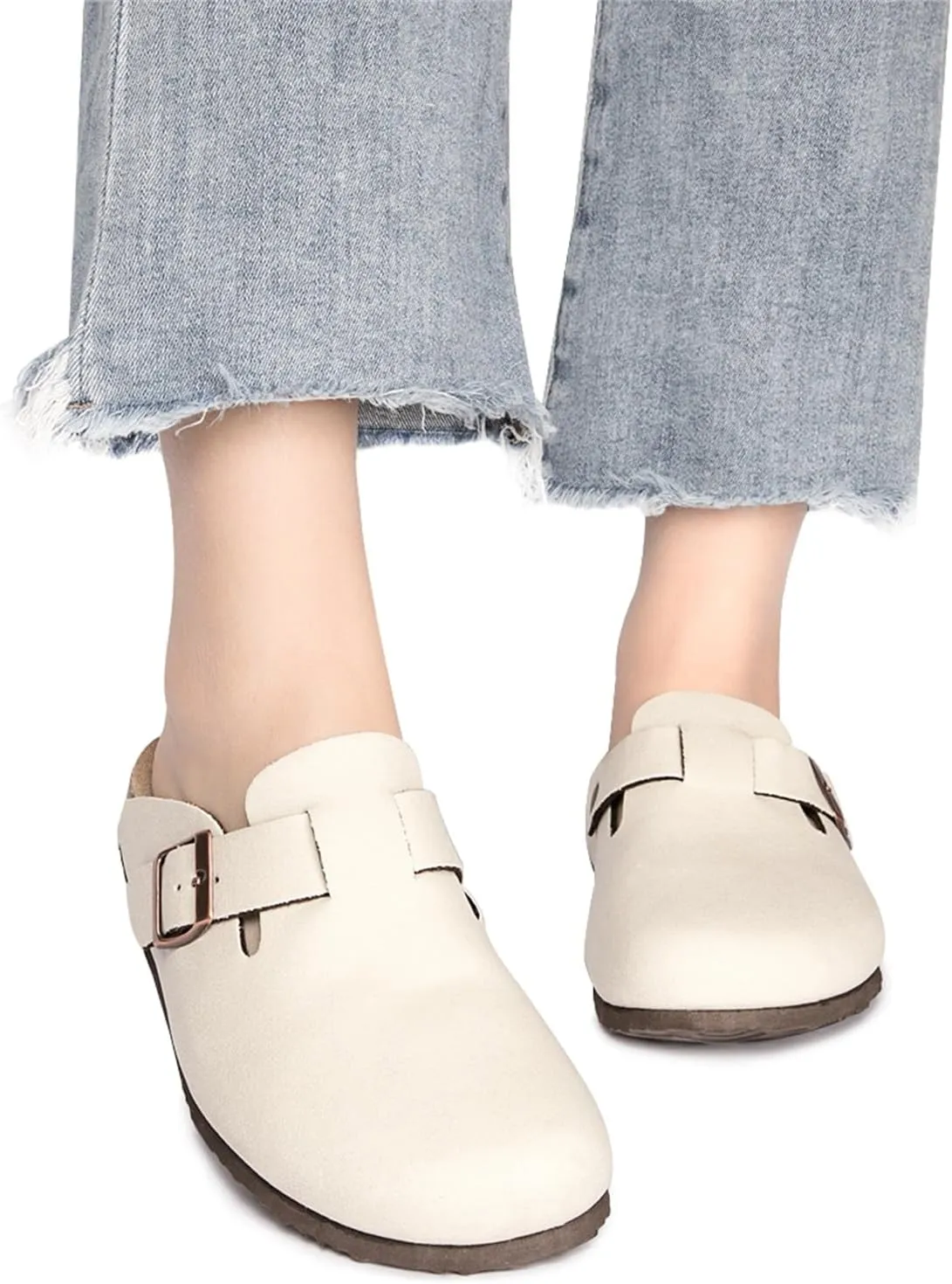 Suede Clogs Potato Shoes Cork Footbed Sandals Comfort Mules with Arch Support Slip On Slippers