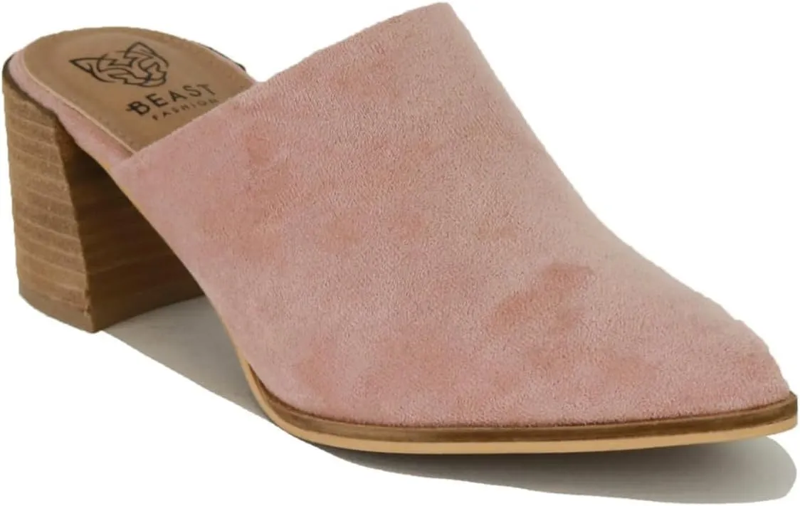 Suede Mules for Women Stacked Heel Mules Backless Mules Closed Toe Slide On Slide Mules Leopard Sandals