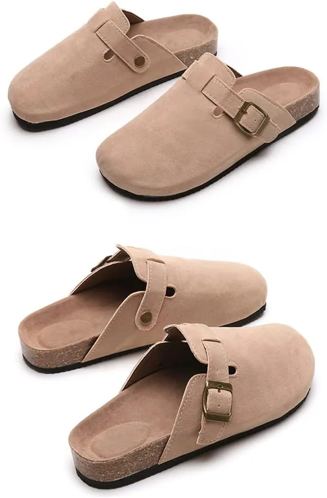 Suede Mules Slippers for Women Men Unisex Shoes No-Slip Cork Clogs Mules Sandals, Perfect Trendy Shoes for Ladies