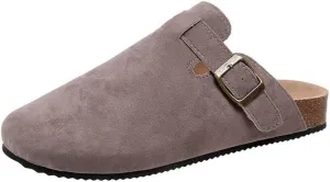 Suede Mules Slippers for Women Men Unisex Shoes No-Slip Cork Clogs Mules Sandals, Perfect Trendy Shoes for Ladies