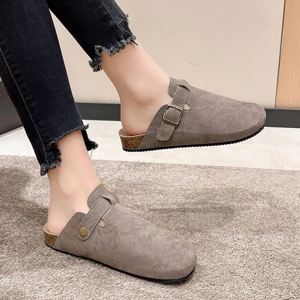 Suede Mules Slippers for Women Men Unisex Shoes No-Slip Cork Clogs Mules Sandals, Perfect Trendy Shoes for Ladies
