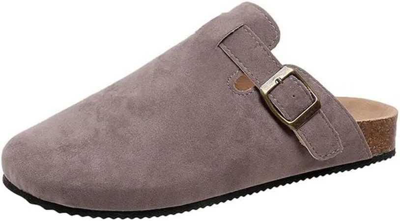 Suede Mules Slippers for Women Men Unisex Shoes No-Slip Cork Clogs Mules Sandals, Perfect Trendy Shoes for Ladies