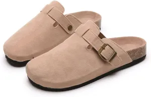 Suede Mules Slippers for Women Men Unisex Shoes No-Slip Cork Clogs Mules Sandals, Perfect Trendy Shoes for Ladies