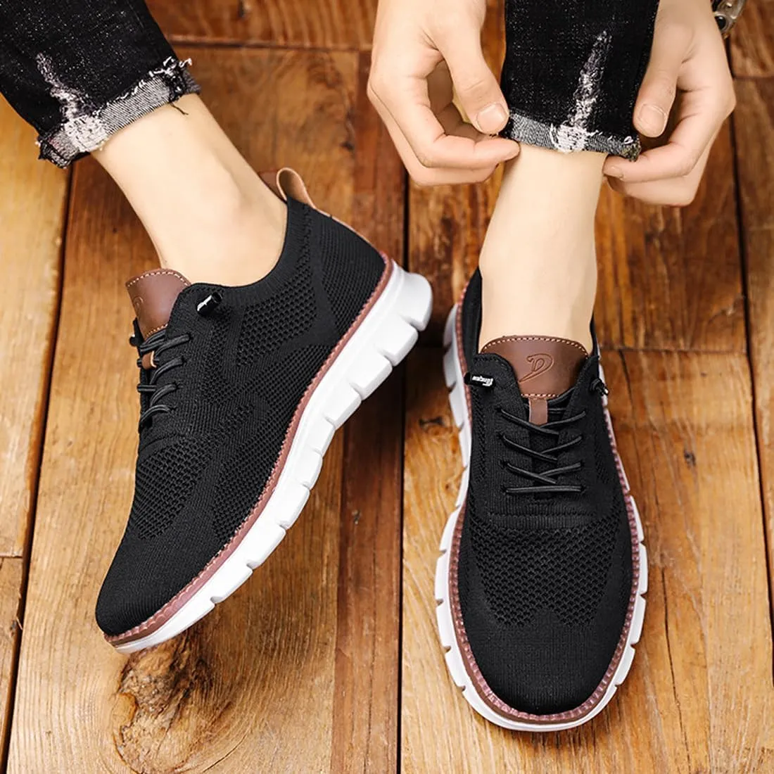 Summer Breathable Mesh Oxfords for Men Casual Dress Sneakers Business Slip on Lace-up Comfortable Walking Shoes Outdoor Lightweight Tennis Shoes