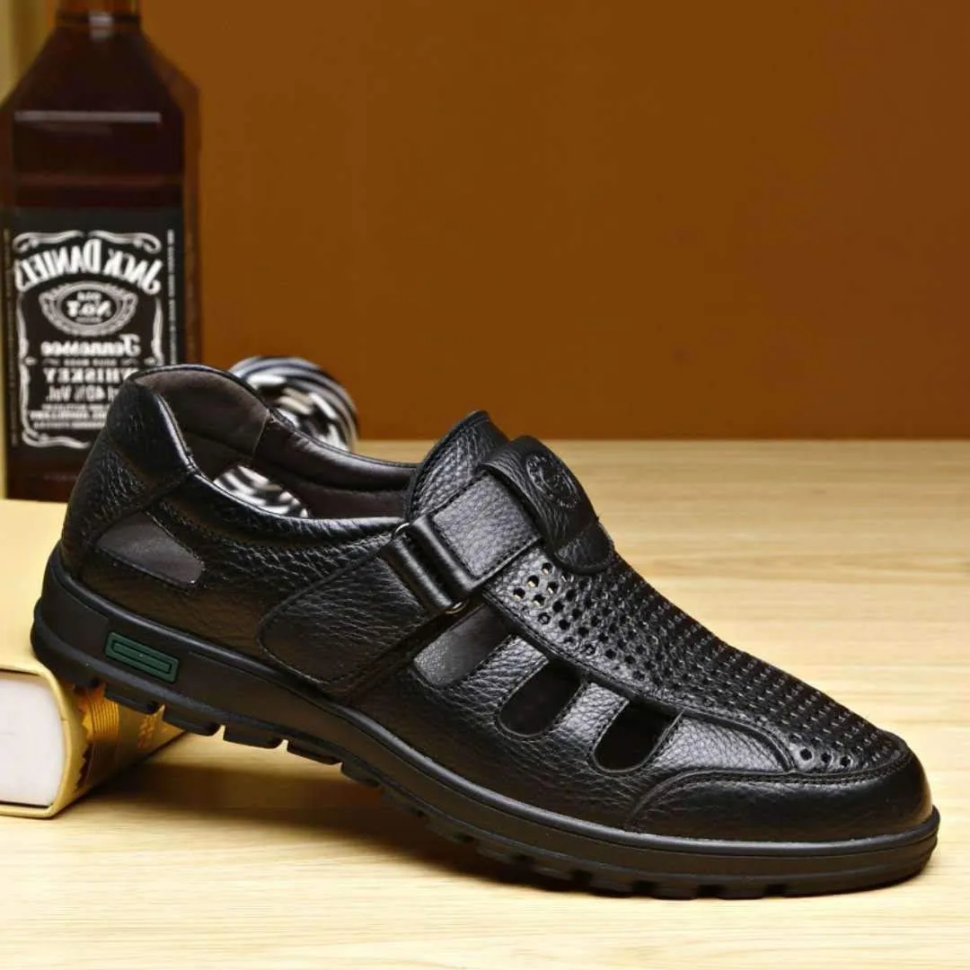Summer Cool Sandals for Men Water Beach Shoes Hook&loop Strap Hollow out Breathable Closed Toe Strong Non-slip Rubber Sole anti-slip
