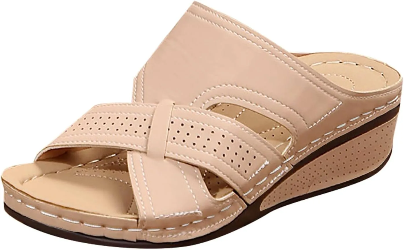 Summer New Thick Heeled Mid Heeled Open Toed Solid Color Fish Mouth Hollow Out Single Strap Lattice Sandals Women