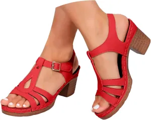 Summer Sandals For Women 2025,Women's Heeled Open Toe Solid Color Heels Casual Footwear Backless Mules Slip On Block Fashion Non Slip Beach Vacation Travel Working Shoes