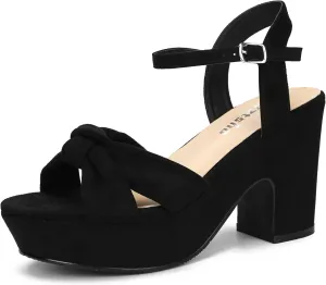 syztsho Women's Platform Heels Ankle Strap Sandals Peep Toe Suede Wedges Sandal Fashion Wedding Sexy Dress Block Chunky High Heel Pumps