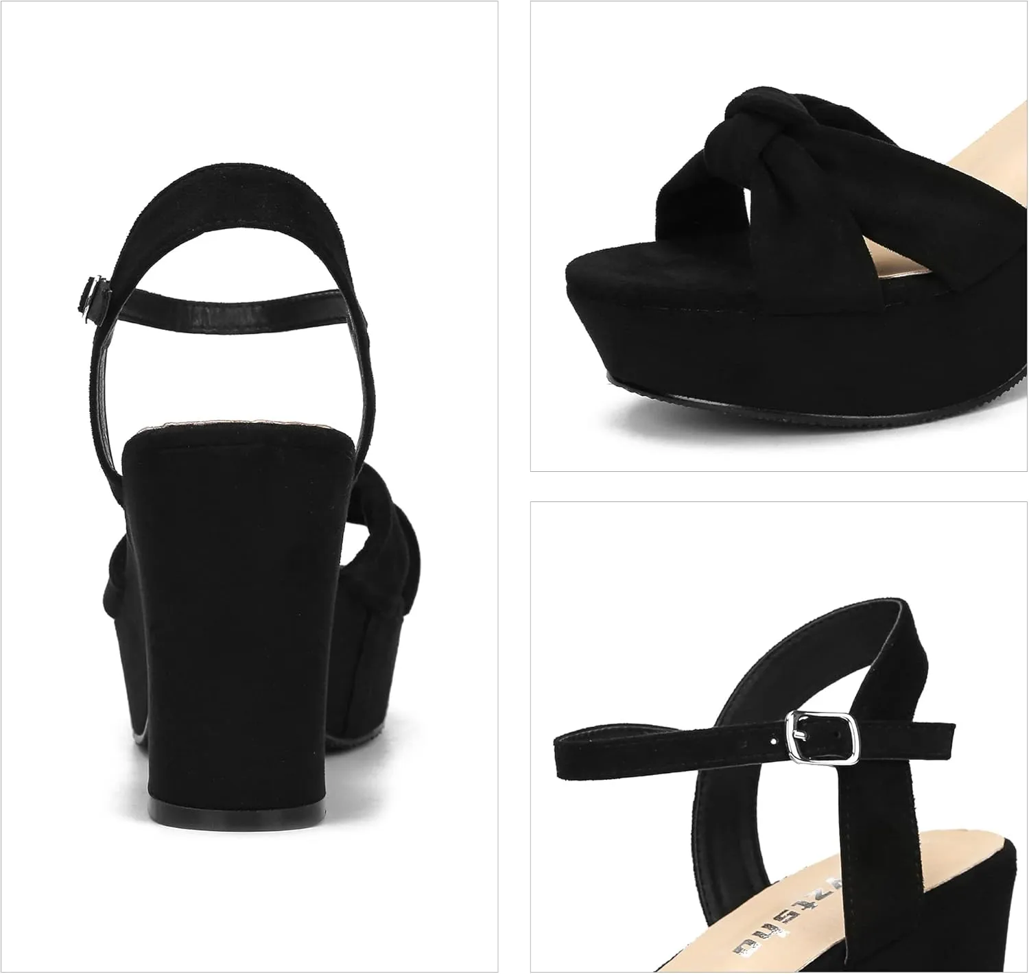 syztsho Women's Platform Heels Ankle Strap Sandals Peep Toe Suede Wedges Sandal Fashion Wedding Sexy Dress Block Chunky High Heel Pumps