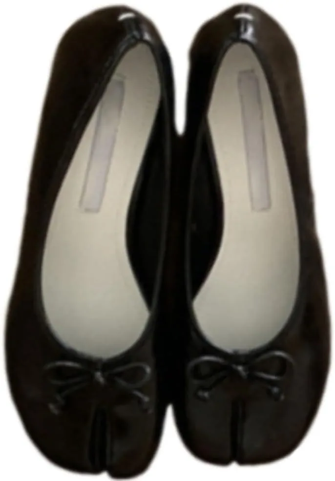 Tabi Shoes Leather Split Toe Loafers Bow Decorated Cute Slip On Low Heel Chunky Block Heels Women Girls - Retro Trendy Casual Comfortable Walking Lightweight All-Match for Daily Wear Standing All Day
