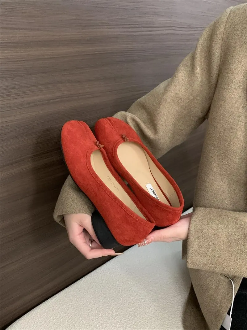 Tabi Shoes Loafers Low Heel Chunky Block Heels Split Toe Slip on Women Girls - Neutral Cute Casual Comfortable Walking Lightweight Running Tennis & Racquet Sport Business Office Standing All Day