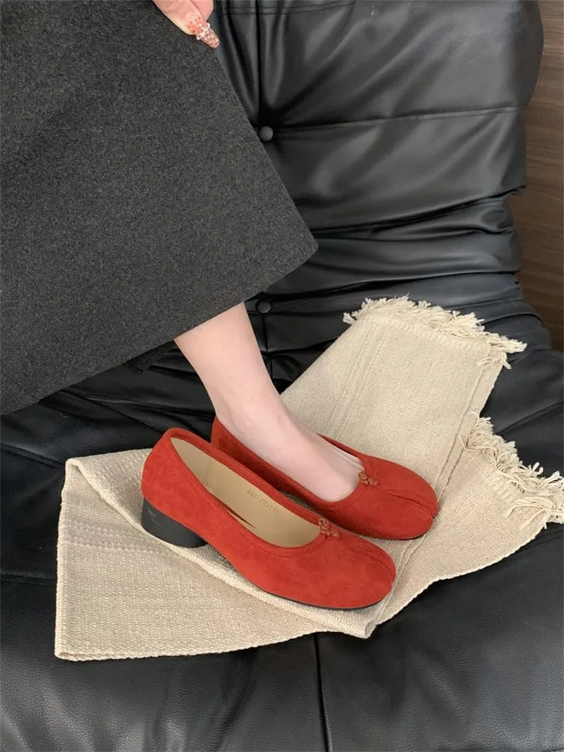 Tabi Shoes Loafers Low Heel Chunky Block Heels Split Toe Slip on Women Girls - Neutral Cute Casual Comfortable Walking Lightweight Running Tennis & Racquet Sport Business Office Standing All Day