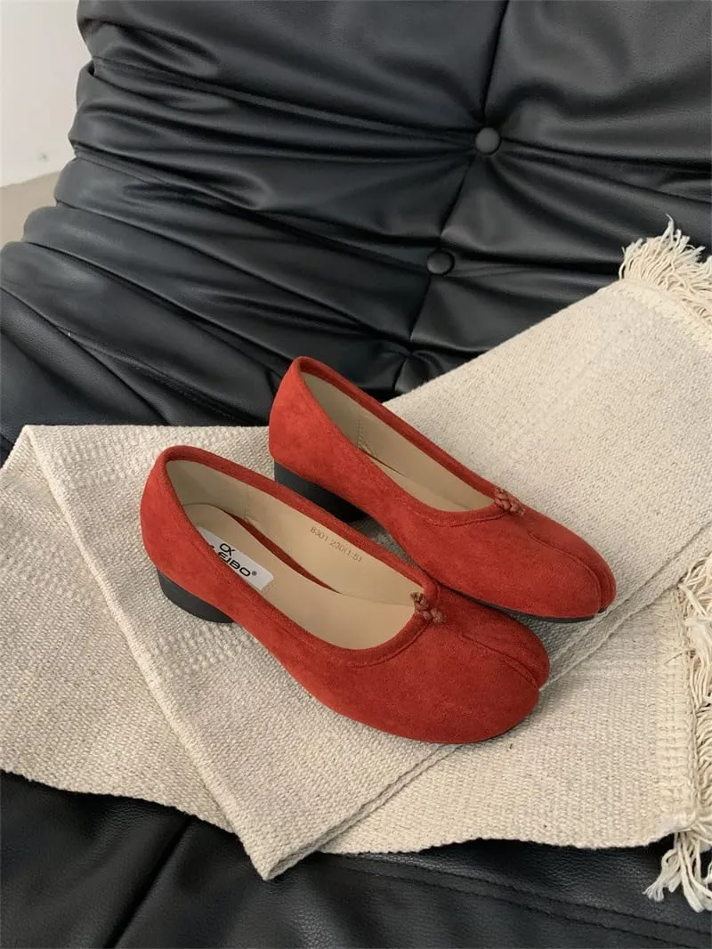 Tabi Shoes Loafers Low Heel Chunky Block Heels Split Toe Slip on Women Girls - Neutral Cute Casual Comfortable Walking Lightweight Running Tennis & Racquet Sport Business Office Standing All Day
