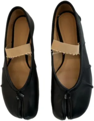 Tabi Shoes Split Toe Mules Loafers Leather Women Girls Slip on - Kawaii Soft Elastic Strap Cute Casual Comfortable Walking Lightweight All-Match for Daily Wear Beach Travel Standing All Day Business