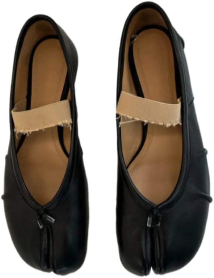 Tabi Shoes Split Toe Mules Loafers Leather Women Girls Slip on - Kawaii Soft Elastic Strap Cute Casual Comfortable Walking Lightweight All-Match for Daily Wear Beach Travel Standing All Day Business