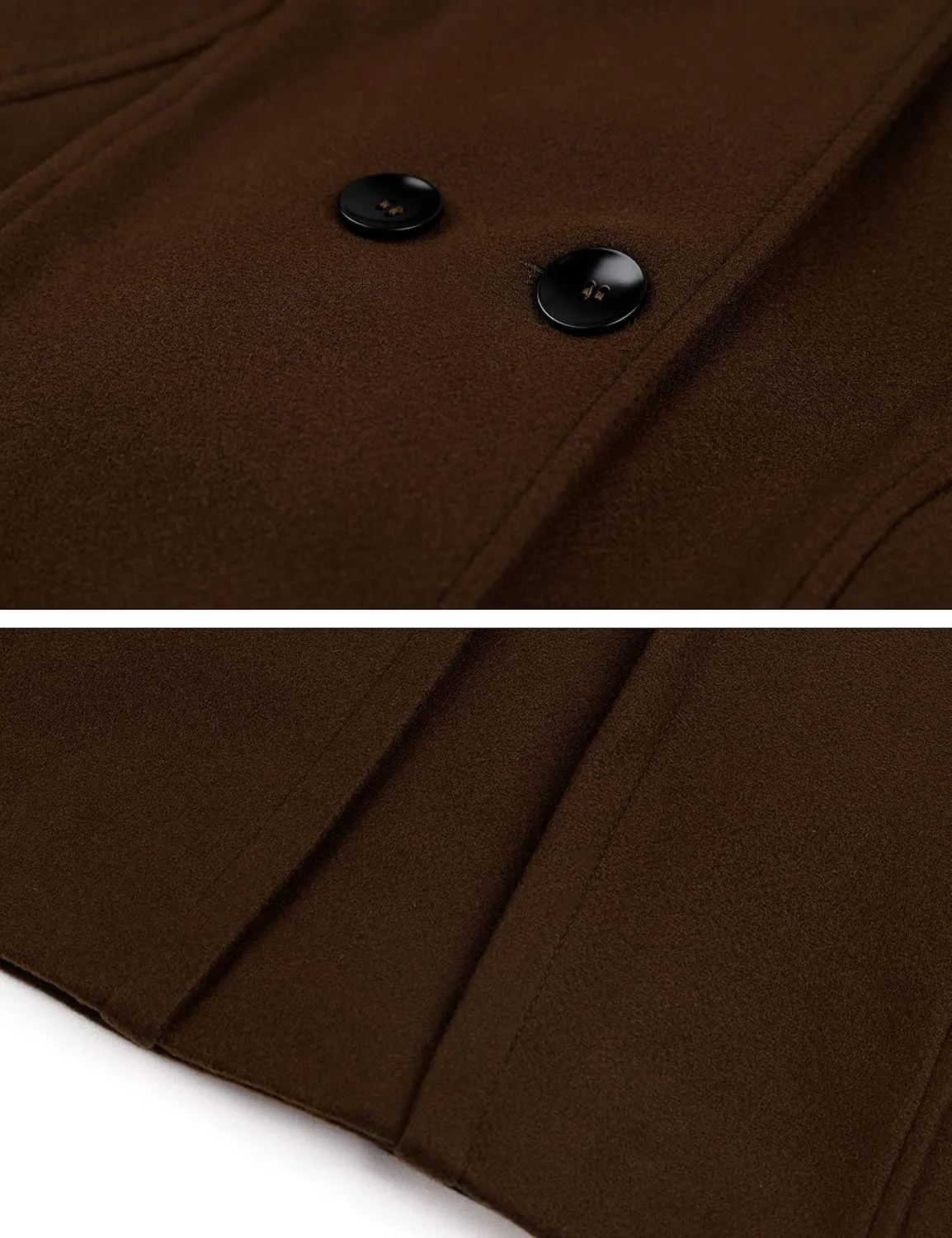Tanming Women's Warm Double Breasted Wool Pea Coat Trench Coat Jacket with Hood