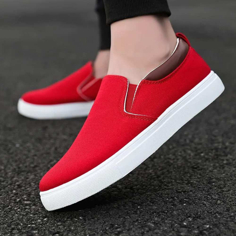 tazimall Men's Large Size Canvas Shoes, Slip on Flat Loafers