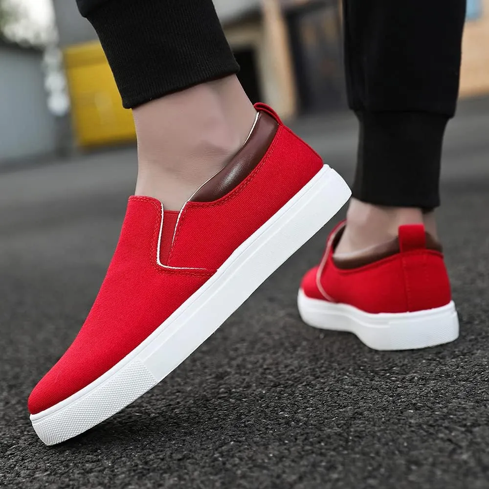 tazimall Men's Large Size Canvas Shoes, Slip on Flat Loafers