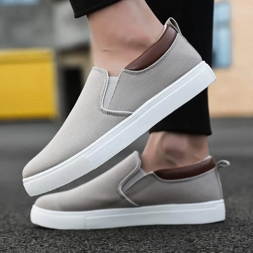tazimall Men's Large Size Canvas Shoes, Slip on Flat Loafers