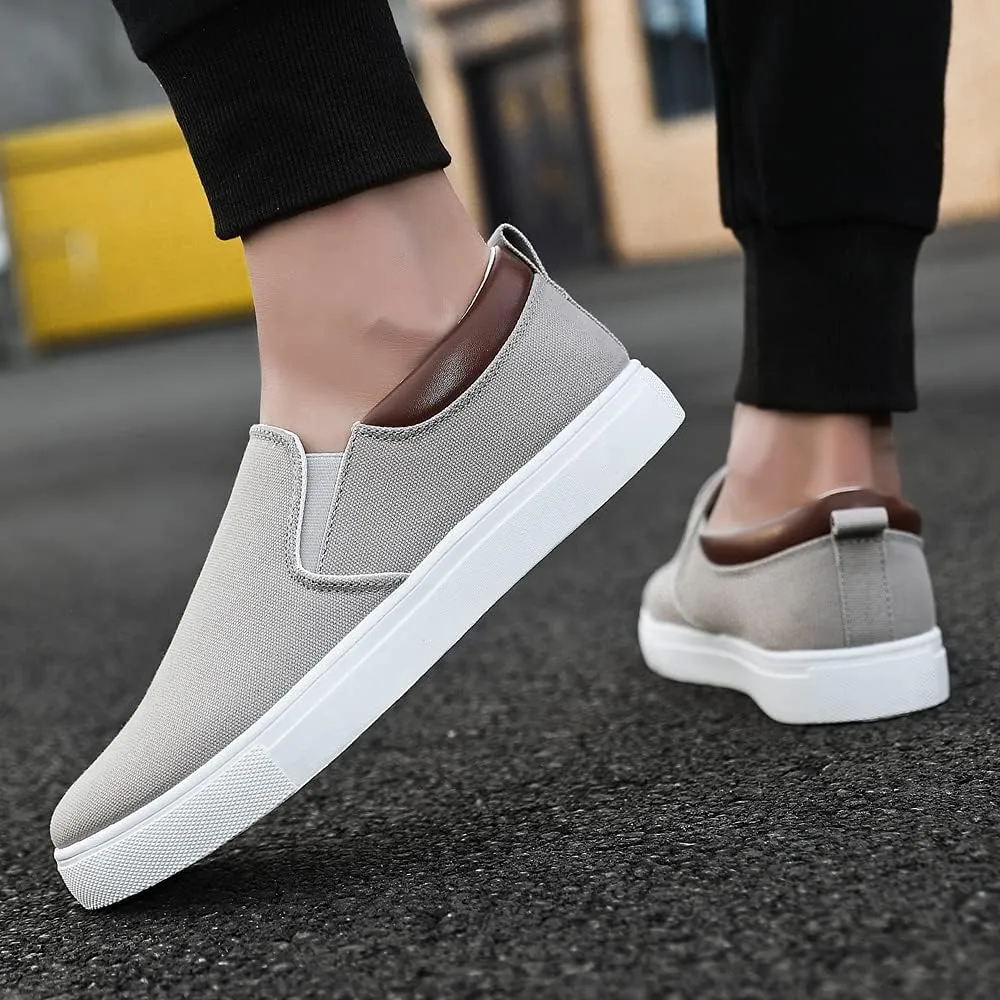 tazimall Men's Large Size Canvas Shoes, Slip on Flat Loafers