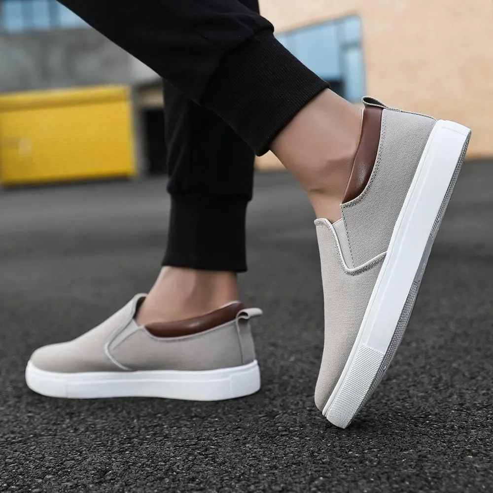 tazimall Men's Large Size Canvas Shoes, Slip on Flat Loafers