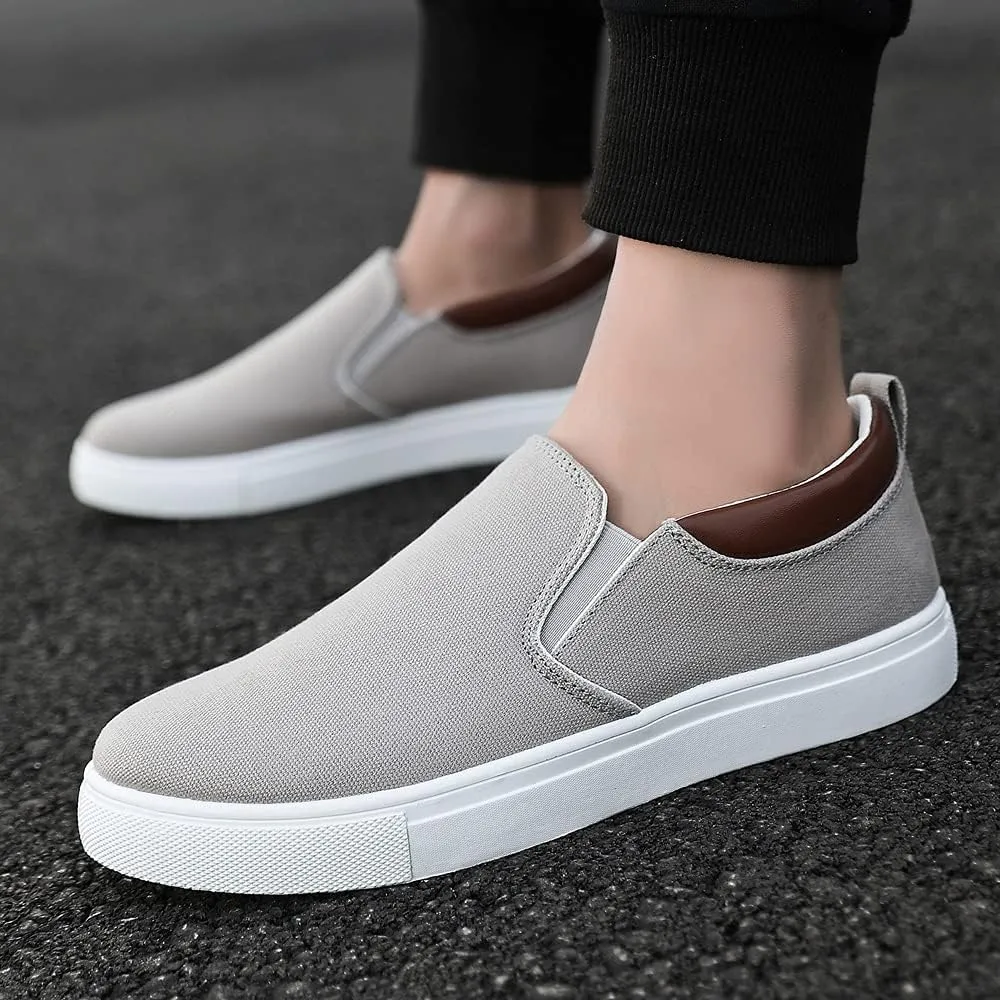 tazimall Men's Large Size Canvas Shoes, Slip on Flat Loafers