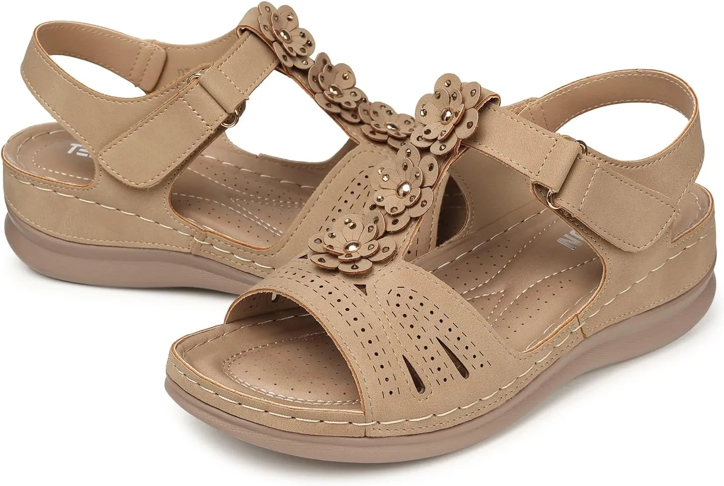 TEMOFON Wedge Sandals for Women Comfortable: Open Toe Sandals with Low Wedges - Dressy Summer Casual Sandals - Flat Comfy Walking Sandals