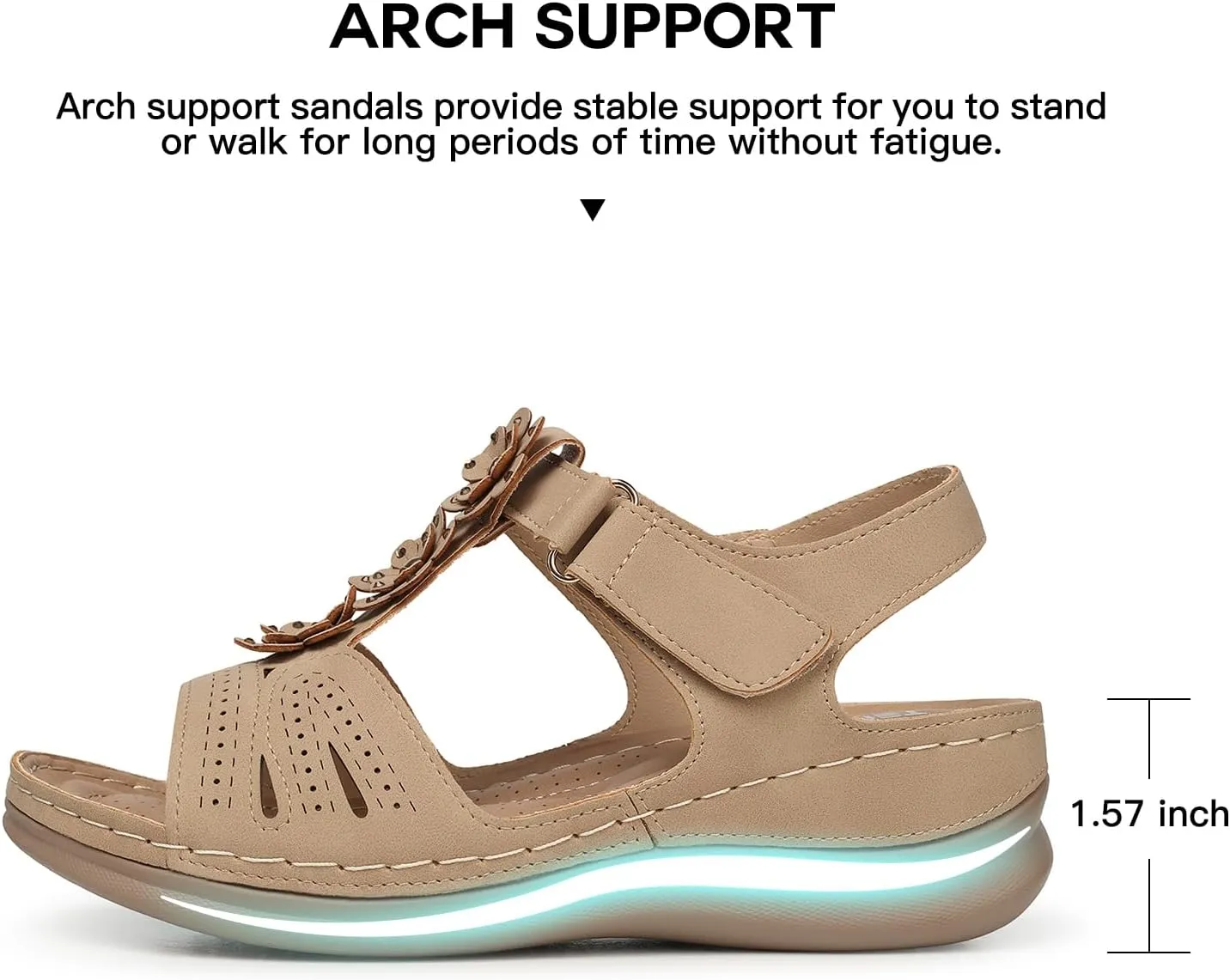 TEMOFON Wedge Sandals for Women Comfortable Walking Sandals Bohemian Open Toe Sandals Causal Summer Arch Support Flat Sandals