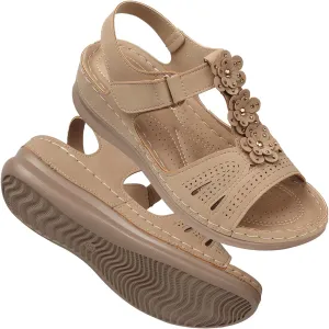 TEMOFON Wedge Sandals for Women Comfortable Walking Sandals Bohemian Open Toe Sandals Causal Summer Arch Support Flat Sandals