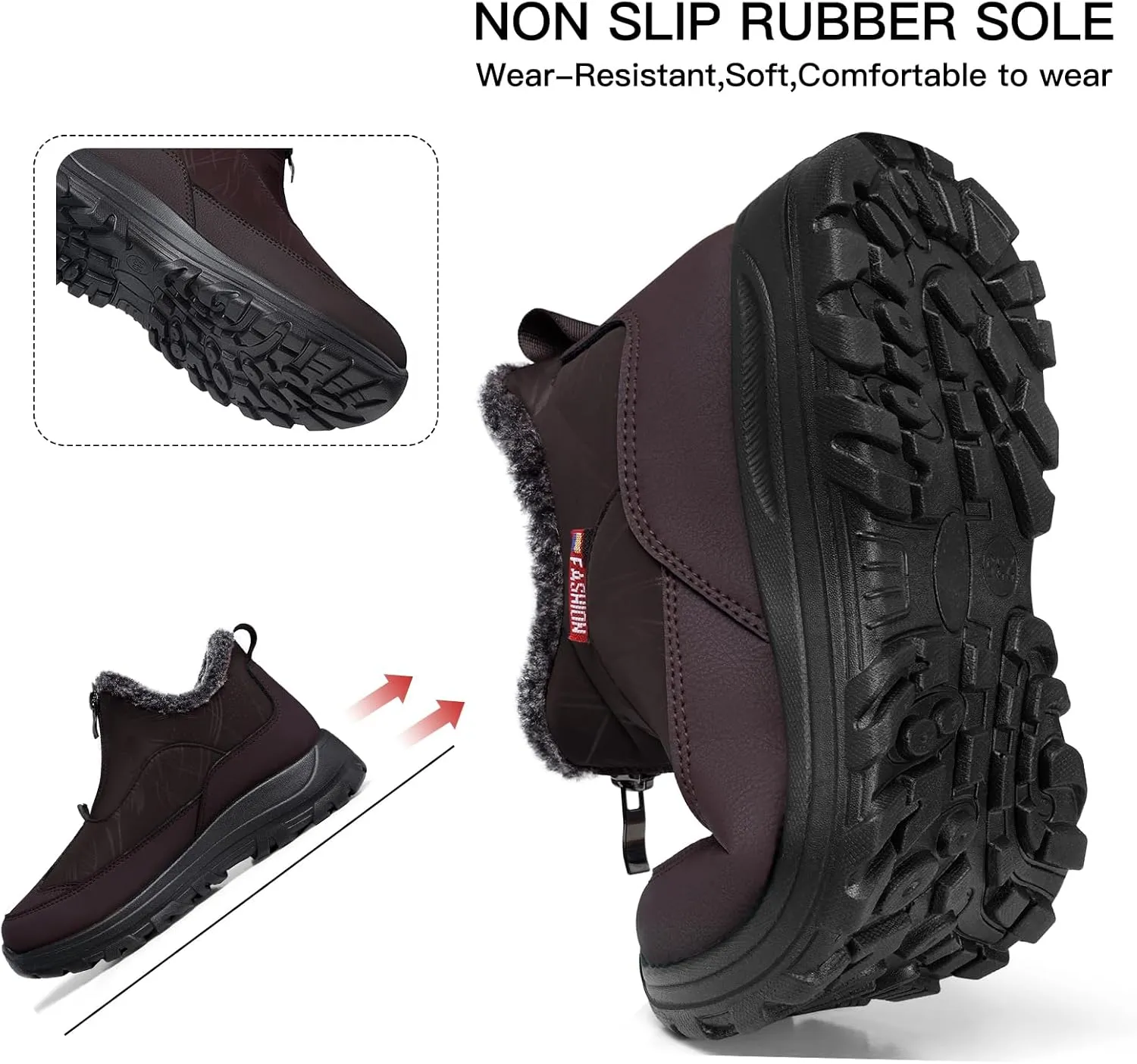 TEMOFON Winter Snow Boots for Women: Waterproof Warm Fur Lined Walking Outdoor Ankle Booties Slip on Snow Shoes Size 5-12