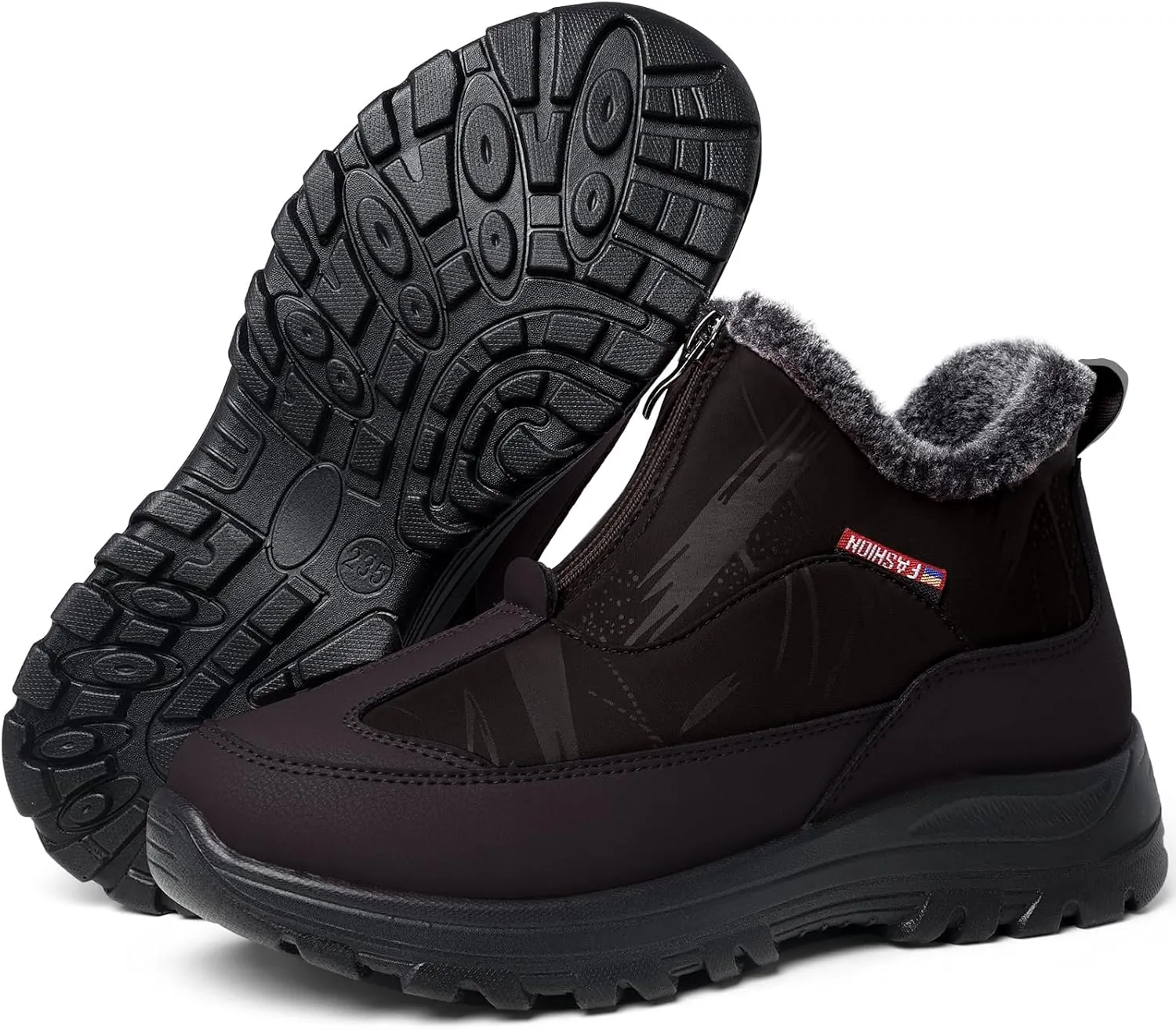 TEMOFON Winter Snow Boots for Women: Waterproof Warm Fur Lined Walking Outdoor Ankle Booties Slip on Snow Shoes Size 5-12