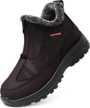 TEMOFON Winter Snow Boots for Women: Waterproof Warm Fur Lined Walking Outdoor Ankle Booties Slip on Snow Shoes Size 5-12