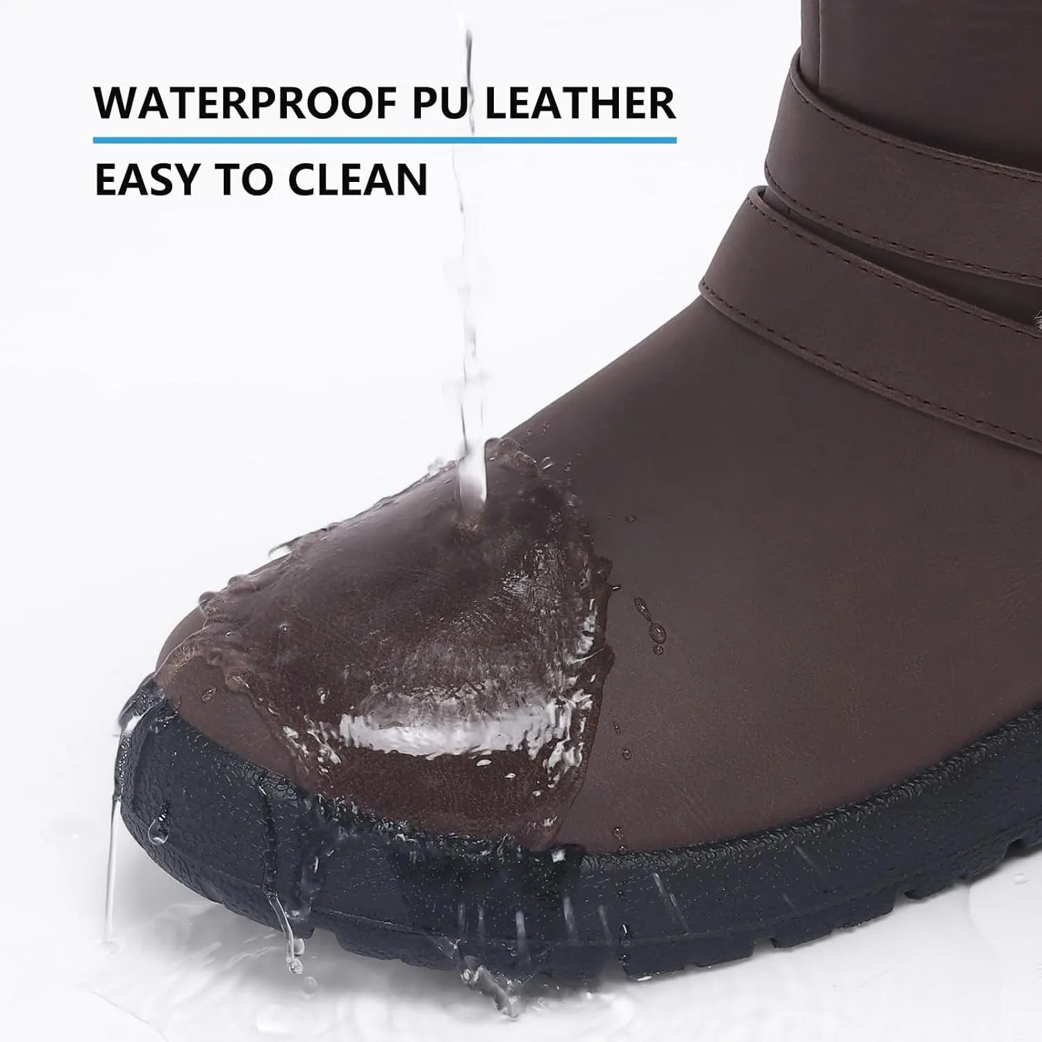 TEMOFON Women Winter Boots Waterproof: Fur Lined Ankle Booties, Wide Width Snow Boots, Warm Comfy, Walking Soft Winter Shoes Size 5-11