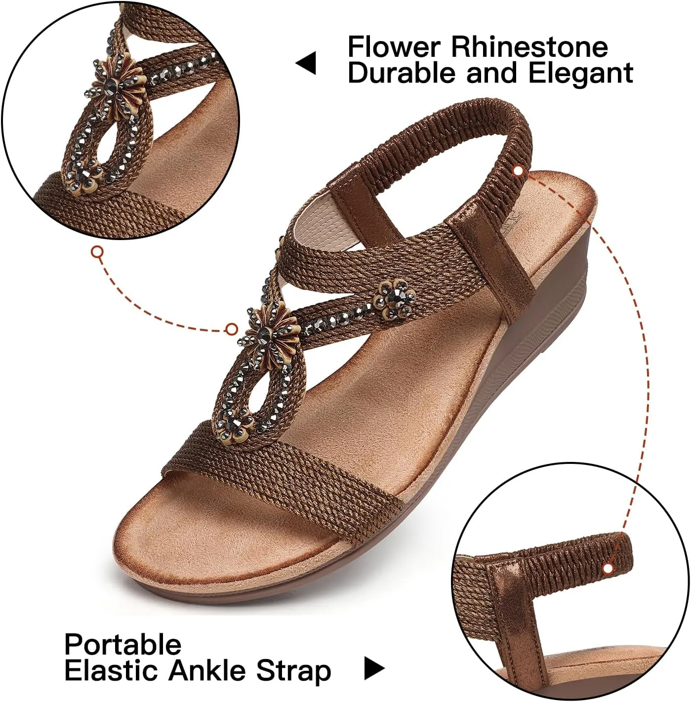 TEMOFON Womens Sandals Wedge Low: Wedge Sandal Women Dressy Summer