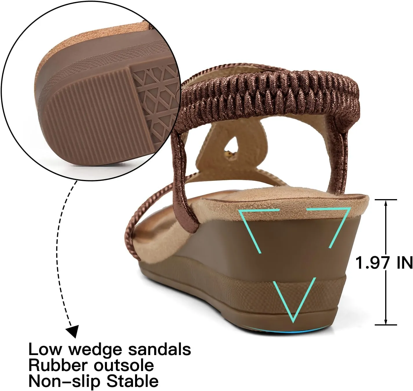 TEMOFON Womens Sandals Wedge Low: Wedge Sandal Women Dressy Summer